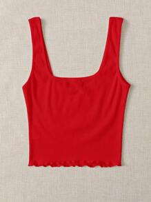 SHEIN Essnce Women Summer Solid Color Sweetheart Neck Casual Knitted Tank Top