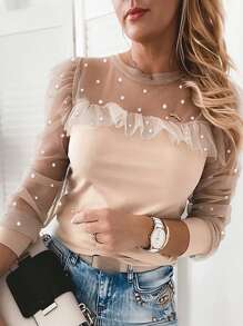 Top De Malla Con Cuentas Y Detalles - Rosa - Ver 1