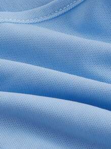 SHEIN MOD Lettuce Hem Tie Front Green Vintage T-Shirt