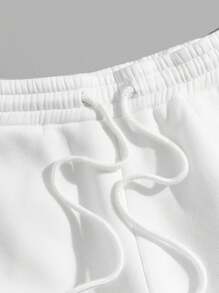 Manfinity Hypemode Pantaloni de trening bărbătești, lejeri, cu imprimeu de desene animate și slogan, cu șnur în talie, pantaloni de trening albi casual pentru ieșiri în oraș, cadouri pentru soț sau iubit, pentru întoarcerea la școală