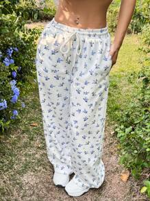 SHEIN EZwear 夏季休閒花卉印花運動褲 - 彩色 - 查看 4