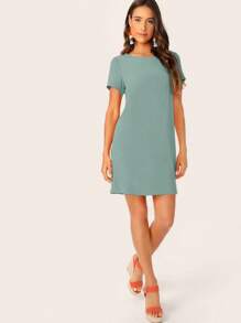 SHEIN Essnce Ladies" Fashionable Simple Style Woven Dress - Mint Green - View 5