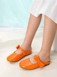 Neue Frühjahrs-/Herbst-Mädchenschuhe in Orange mit Schleifendetail, atmungsaktiv und geeignet für den täglichen Gebrauch sowie Outdoor-Aktivitäten