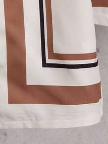 SHEIN Young Boy 2pcs Holiday Style Striped Collared Henley Button Up Short-Sleeve Shirt And Elastic Waist Sports Shorts Set, Suitable For Summer - Multicolor - View 7