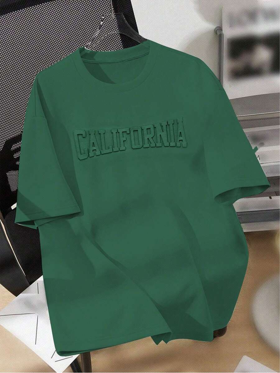 SHEIN Teen Boy Casual Short Sleeve T-Shirt With 3d Embossed English Letters