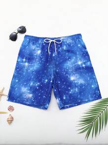 Surfspeed Pantalones cortos de playa para hombres con cordón y estampado sencillo - Multicolor - Ver 1