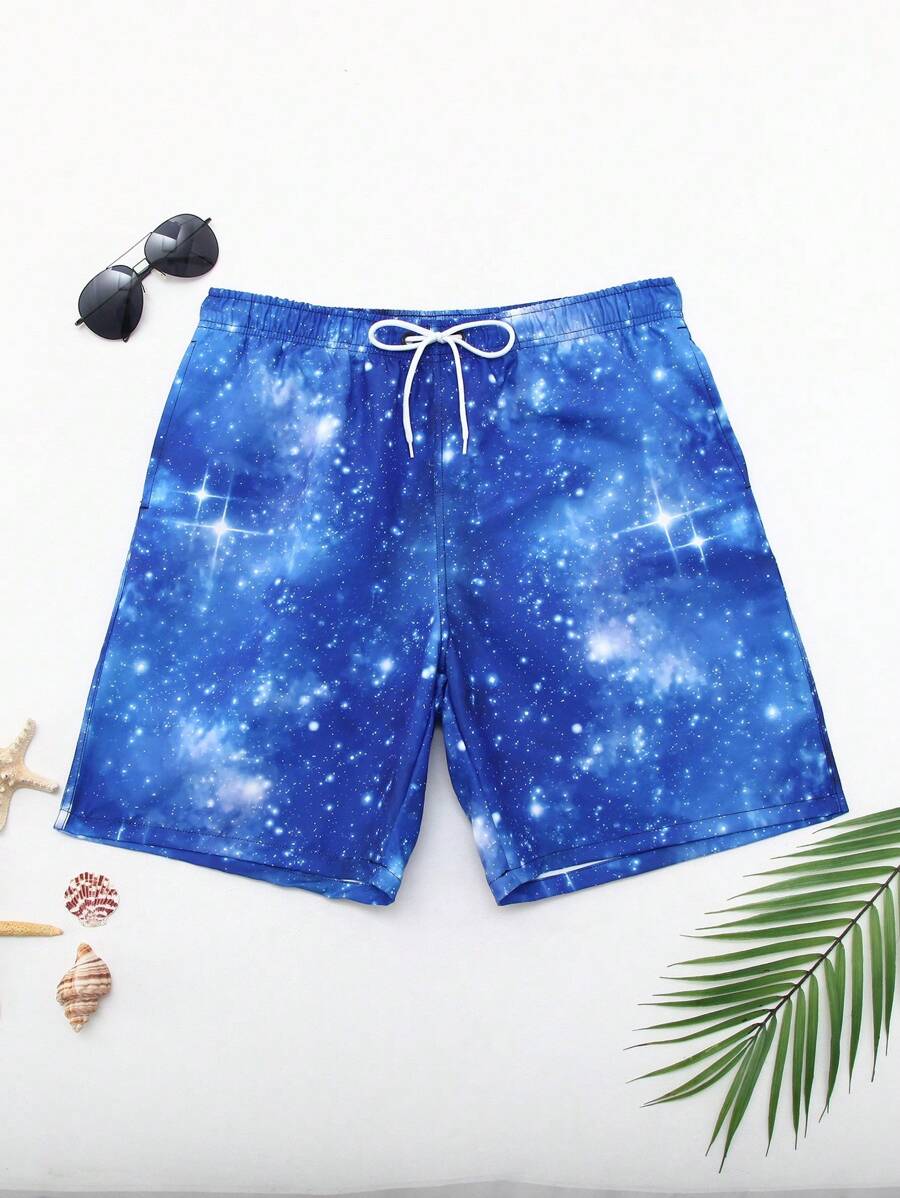 Surfspeed Pantalones cortos de playa para hombres con cordón y estampado sencillo - Multicolor - Ver 1