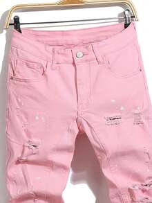 Manfinity LEGND Giải trí Quần jean Với Rách Lỗ Và Thiết kế túi - Hồng - Xem 3