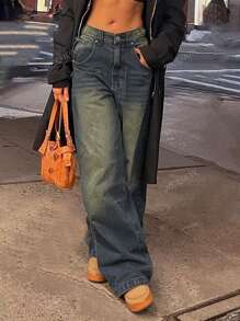 Y2k Streetwear Casual Distressed Baggy Wijde Broek
