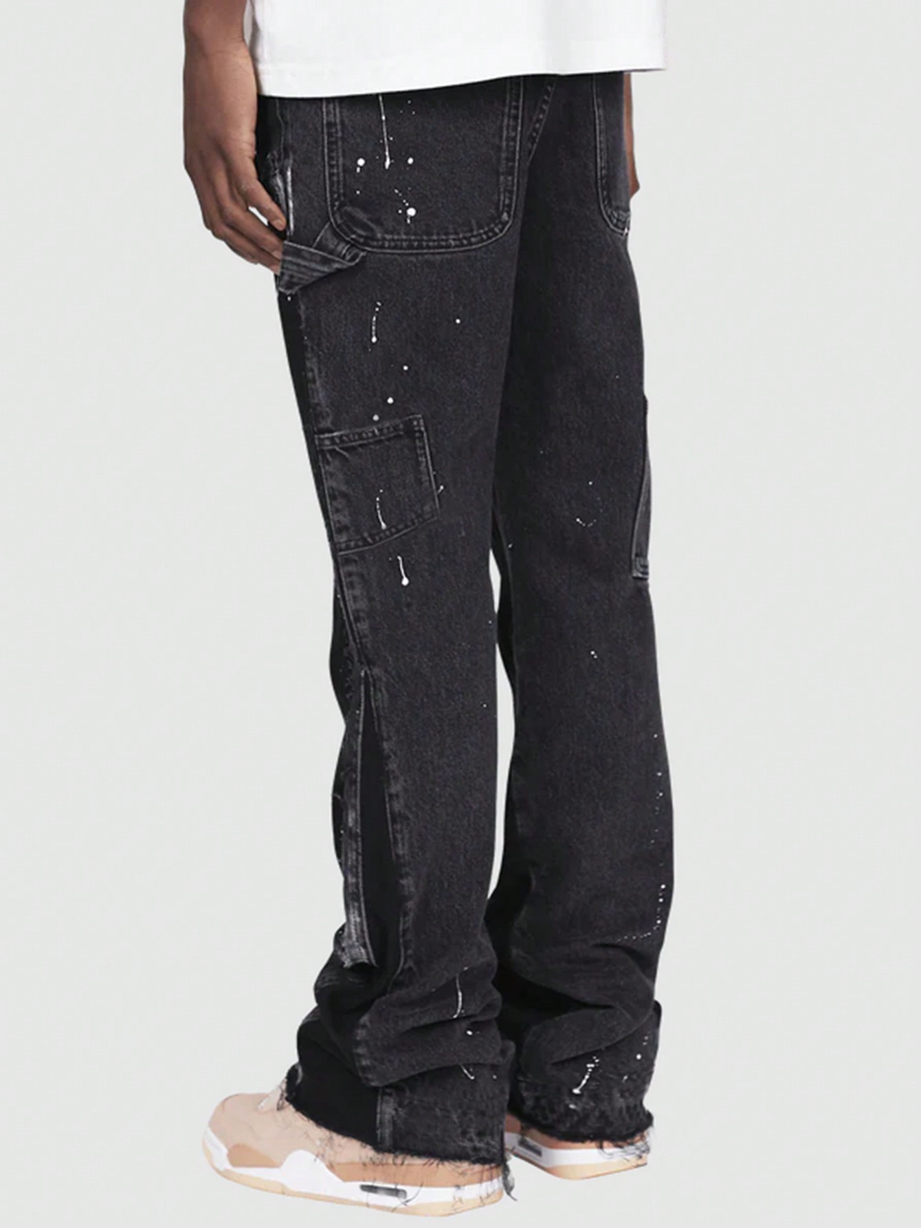 DARK FOG★Distressed Dirty Dyed Loose Straight Jeans DF5 ZEESEN Black Ripped Jeans for Men Denim Regular Fit Tapered