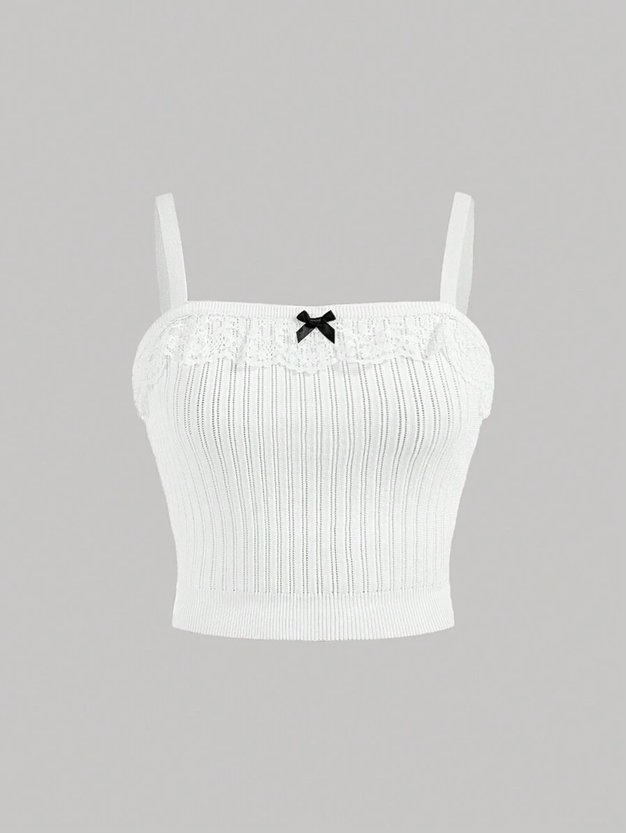 SHEIN MOD 夏季女士針織細肩帶上衣，帶蝴蝶結