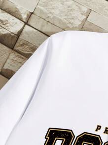 Manfinity Dauomo Men Letter Printed Round Neck Thermal Lined Casual Sweatshirt, Suitable For Autumn And Winter, Long Sleeve Top - White - View 7