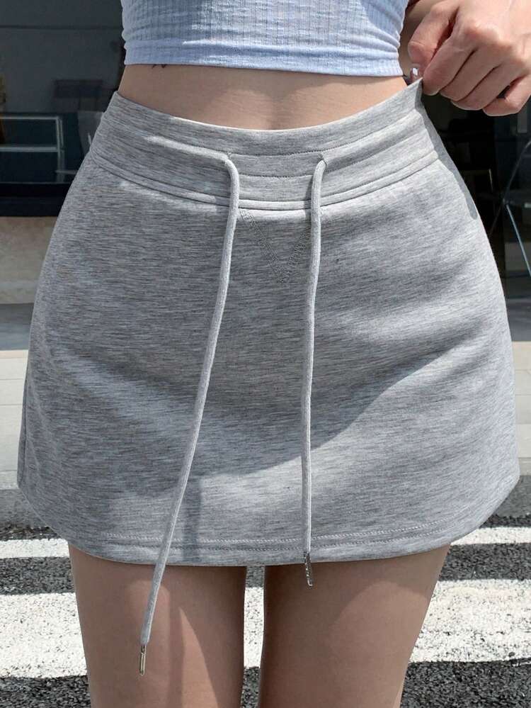 Women Drawstring Waist Sporty Casual Simple Summer Skirt,Pencil Skirt