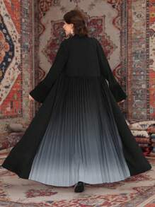 Al Najma Women's Gradient Pleated Arabic Robe Abayas - Black - View 1
