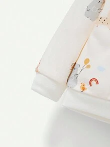 Cozy Pixies Em bé Con trai Dễ thương In Động vật Vòng cổ Áo nỉ Và Quần Hai chiếc - Màu be - Xem 7