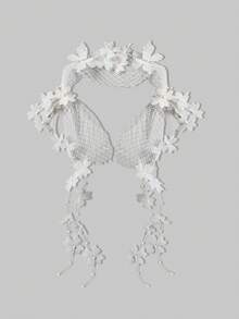 SHEIN Belle 1 Stück eleganter und luxuriöser Haarreif mit 3D Blumenmuster, Quasten und Perlen/Perlen Verzierung, geeignet für Hochzeit, Flitterwochen und Party Haarband, Turban Haarband, Stirnband - Weiss - Übersicht 5