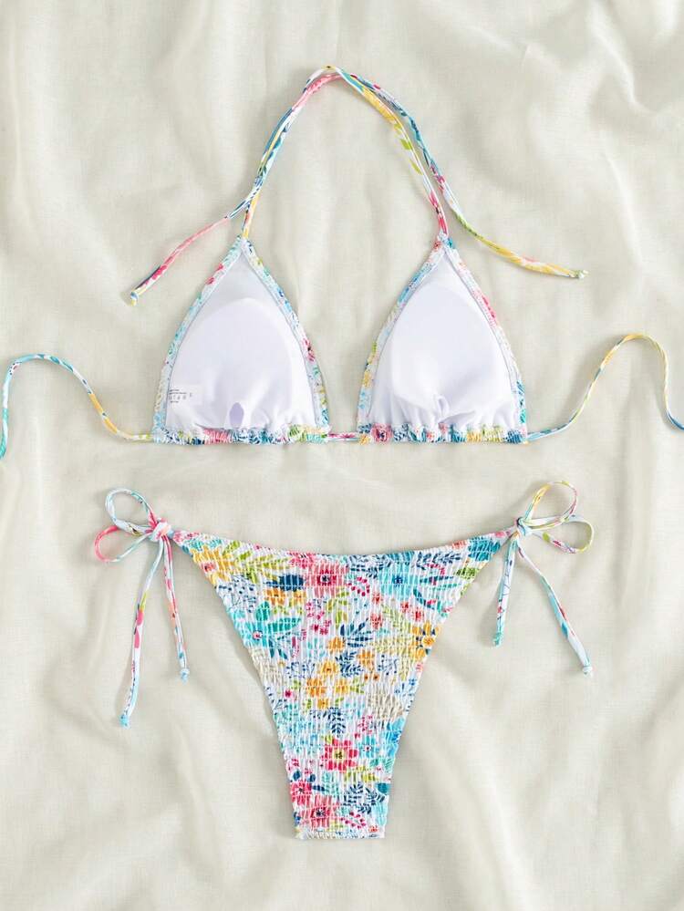 Summer Women Fashionable Sweet Floral Print Bikini Set For Vacation