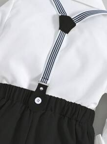 Souflis Souflis 小男孩长袖衬衫领结吊带裤绅士两件套