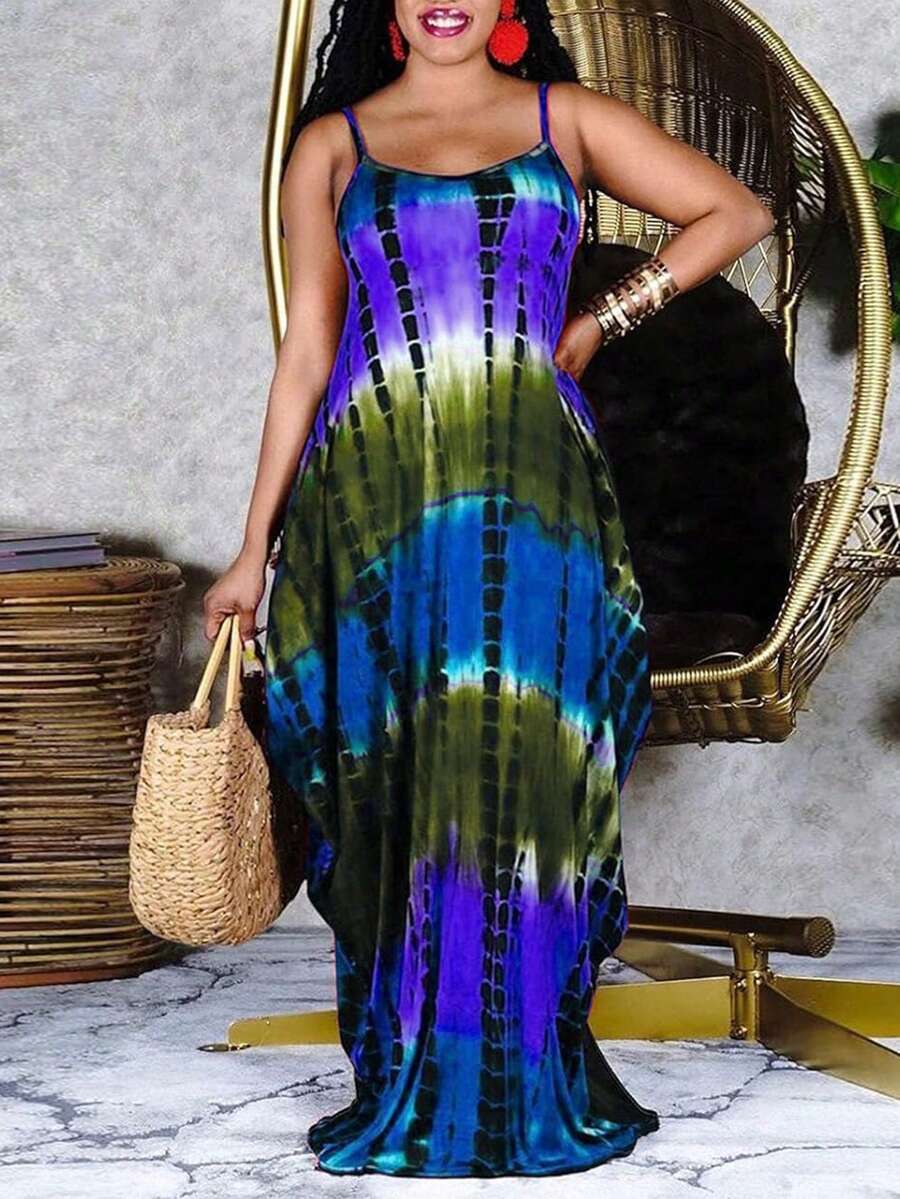 SHEIN Holidaya Plus Size Nữ Ombre Đầm Maxi Dài Cami - Nhiều màu - Xem 1