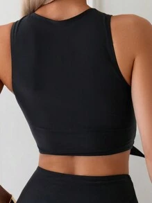 SHEIN Swim Damska góra od bikini z wiązaniem z przodu i marszczonym paskiem, odpowiednia na letnie wakacje na plaży