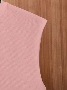 Manfinity VCAY Canottiera estiva a spalla larga con dettagli sulle spalle e tessuto a texture in colore unito per uomo