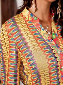 GENKIRA Colorful Ombre Elegant Vacation Sheer Long Sleeve Shirt Fall Cloth For Women - Multicolor - View 6
