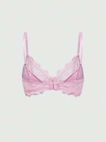 ROMWE Goth Áo ngực ren nữ có nơ trang trí và gọng nâng ngực - Hồng - Xem 2