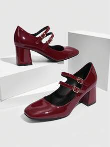 CUCCOO DOLLMOD Women's Fashion Mary Jane High Heel Shoes Vacation Shoes Summer Sorceress BURGUNDY Heels Spring Shoes Spring Break Easter