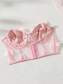 SHEIN Blomma Applikationer Nät Utan band BH:ar - Babyrosa - Visa 2