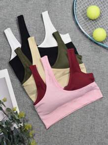 Easithlete Color Blocking Elastic Breathable Shockproof Sports Bra