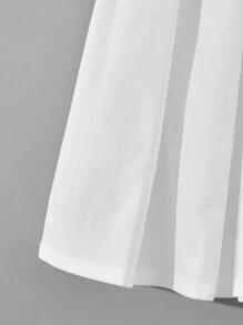 SHEIN Young Girl Solid Color Pleated A-Line Skirt With Integration Of Weaving - White - View 9