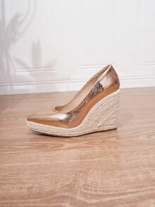 Ladies' Pointed Toe Espadrille Thick Platform Fashion Wedges Suitable For Outdoor Parties