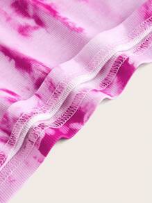 Slaydiva 休闲性感/粉色细肩带后背系带修身抽象印花女式连衣裙-H - 粉色 - 查看 7