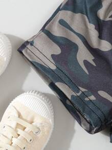 SHEIN Playful Pals Bộ trang phục thể thao tay ngắn in hình ngụy trang cho bé trai" hợp thời trang cho mùa xuân hè - Nhiều màu - Xem 6