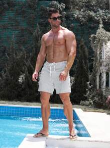 Manfinity Swimmode Pantalones cortos de baño para hombres con rayas verticales y cordón ajustable, verano - Multicolor - Ver 7