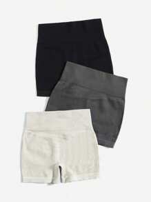 Easithlete Pantaloni scurți de sport slim fit, tricot de culoare uni, cu talie lată, cu design cu nervuri, Pantaloni scurți pentru transpirație pentru femei, pantaloni scurți pentru gimnastică, pantaloni scurți pentru motocicliști