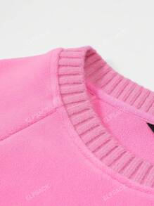 ELFSACK Pink Warm Hooded For Women 2024 Fit In Spring Loose Sweet Style Embroidered Top
