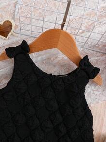 SHEIN Baby Girl Casual, Elegant, Cute, 3D Check Fabric, Sleeveless Dress, Suitable For Spring And Summer Outings