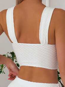 SHEIN Swim Damen Bikini Top, Einfarbig, Einfach, Gedreht Und Modisch (einzelnes Oberteil) - Weiss - Übersicht 2