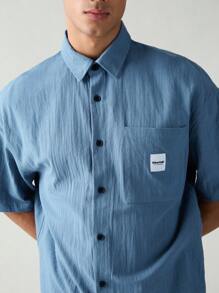 Manfinity VCAY Juego de camisa casual y pantalones de verano para hombres con estampado de letras y tejido a cuadros