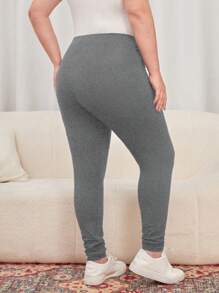EMERY ROSE 大尺碼純色休閒緊身褲 - 灰色 - 查看 2