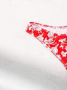 SHEIN Swim Women Full-Frame Floral Print Bikini Set With Underwire Summer - Red and White - View 5