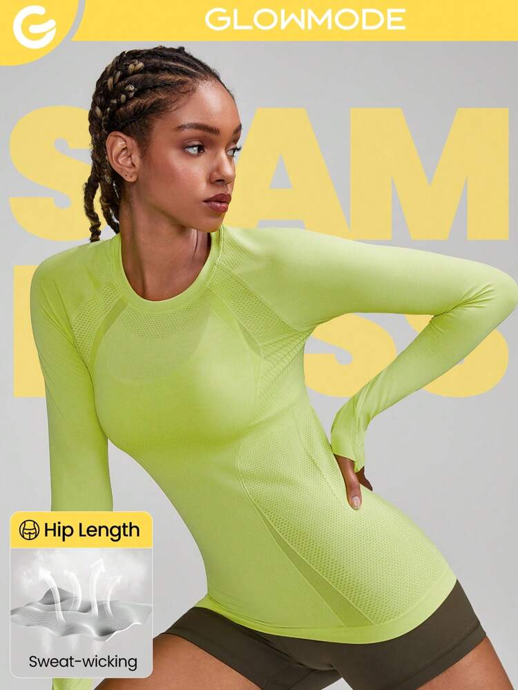 Seamless Slimfit Long Sleeve Top Hip Length Antibacterial Lightweight Summer