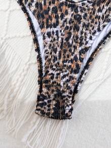 SHEIN Swim Ladies Summer Beach Vacation Style Bikini Set, Leopard Print And Random Print - Multicolor - View 5