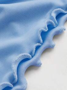 SHEIN MOD Lettuce Hem Tie Front Green Vintage T-Shirt