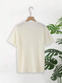 Manfinity Hypemode 男士圓領短袖針織衫 - 白色 - 查看 2