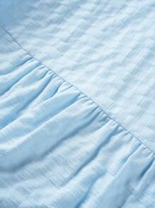 SHEIN LUNE Casual Daily Wear Belted Printed Sundress With Random Print - Blue - View 6