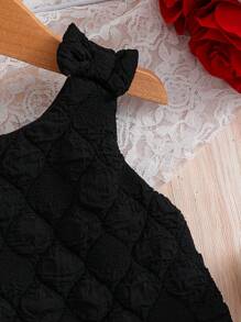 SHEIN Baby Girl Casual, Elegant, Cute, 3D Check Fabric, Sleeveless Dress, Suitable For Spring And Summer Outings