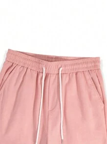 Manfinity Homme 男士拼接抽绳腰宽松短裤，粉色 - 粉色 - 查看 4