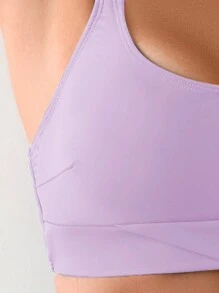 SHEIN Swim Conjunto de bikini de verano sin tirantes con cuello redondo para playa - Morado - Ver 5